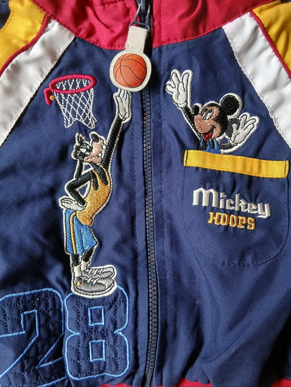 Vintage Disney Mickey Goofy Basketball Zip Jacket Blue Yellow Red Y2K - Picture 2 of 9